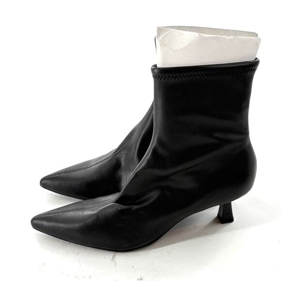 Open Edit Rhila Ankle Booties 6.5 Black NWOT Boots Kitten Heel Capsule - Picture 2 of 7